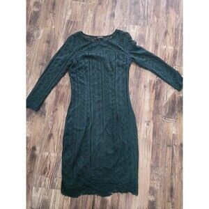 Noctflos Green Lace Long Sleeve Dress Size M Emerald Floral Sheath Cocktail